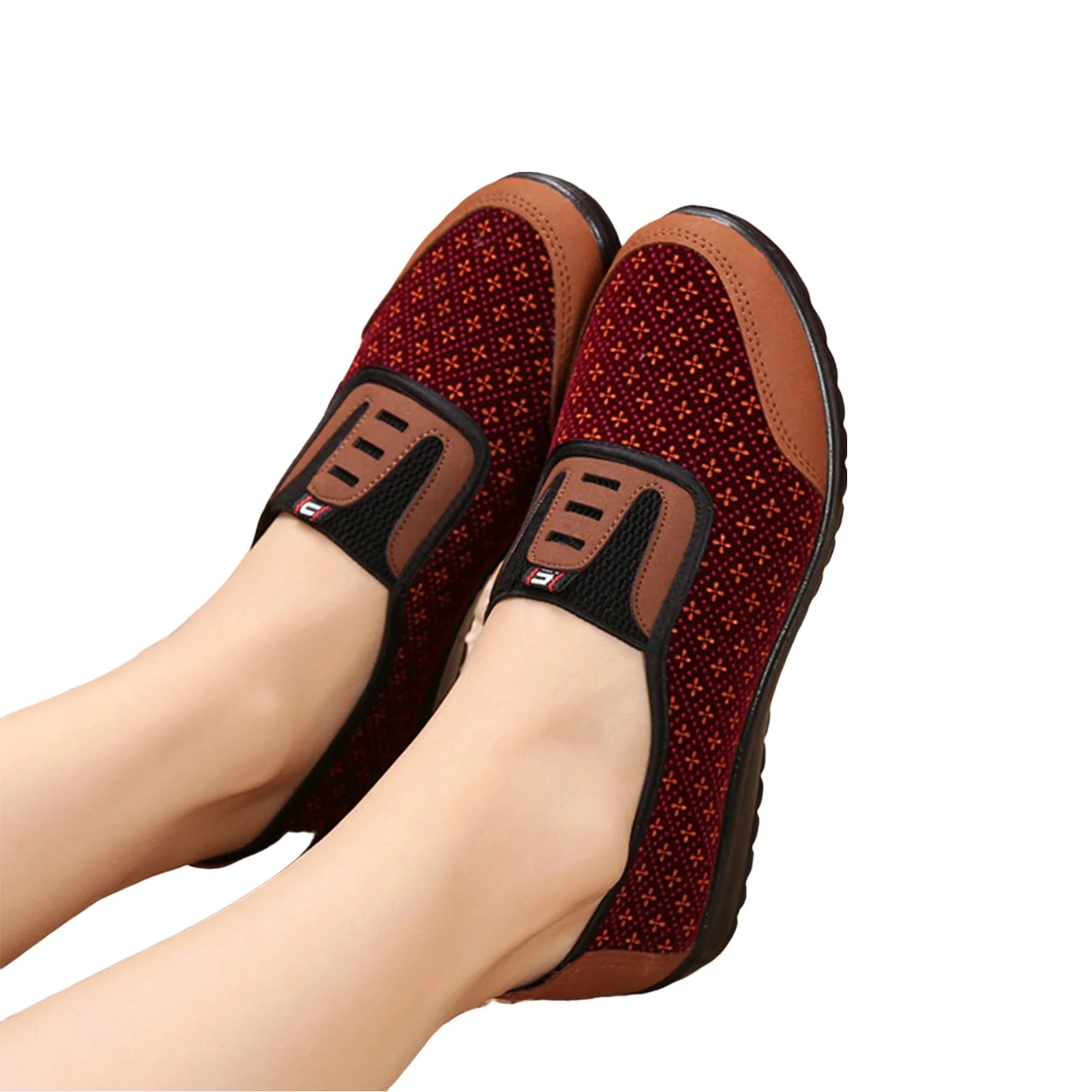 Walking Flats Shoes for Woman Lightweight Round Toe Old Beijing Slip On Walking Flats for Woman Work Date Shopping