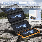 Folding Solar Power Bank with 4 Solar Panels 50000mAh Portable Solar External Battery Compatible with IOS Android USB-A USB-C