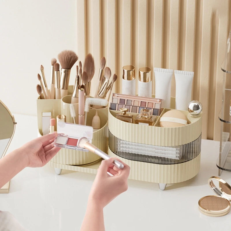 360° Rotating Cosmetic Storage Box Makeup Drawer Organizer Dresser Skincare Products Storage Box Sundries Sorting Container