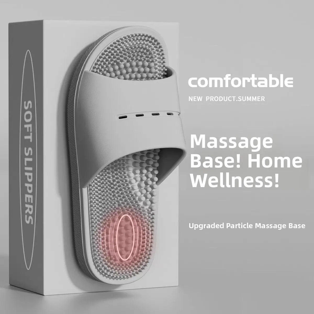 Men's Massage Slippers Anti-Slip Indoor Home Batoom Bathing Sandals Simple Sle PVC Material Comfortable Summer Slippers