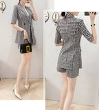 Women's 2 Pant Set Black Baggy Two Pieces Sets Pants for Woman Plaid Outfits Blazer and Trousers Suits Korea Stylish Groups of D