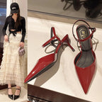 2025 New Design High Heels Woman Pumps Buckle Strap Mules Slippers Sexy Pointed Toe Wedding Banquet Female Shoes