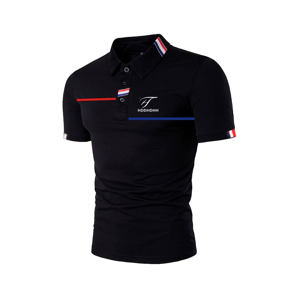 Men's new short sleeved polo shirt with a collar, fashionable and casual
