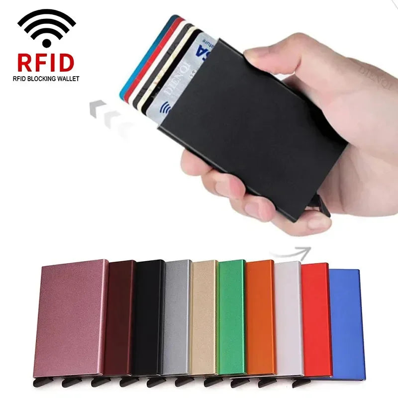 Thin Slim Smart Wallet for Men Women Wallets Pop Up Minimalist Small Rfid Credit Card Holder Metal Purse Mini Wallets for Men