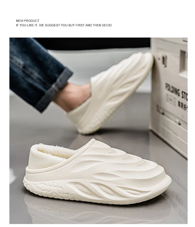 Slippers for Men Add Velvet Heel Covering Non-Slip Wear-resistant Waterproof Couple Women Home Shoes Shoes for Men Warm New