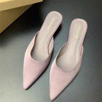 Women's Elegant Mules Woman Casual Slippers 2025 Ladies Low Heels Fashion Female Pointed Toe Shoes Women Candy Colors Footwear