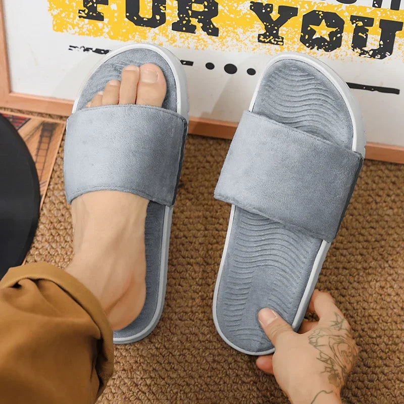 Men's Slippers for Home in Solid Colors Flat Heels Low Cuffs Convenient To Wear Spring and Summer Soft-soled Anti-slip Slippers