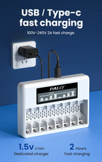 8 Slots 1.5V AA/AAA Rechargeable Battery Charger LCD Display Usb Fast Intelligent Charger for 1.5 Volts Li-lon AA AAA Battery