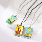 Dawapara 22 Styles Tarot Card Good Luck Amulet Necklace Sun Moon UV Colorful Pendant Stainless Steel Spiritual Jewelry