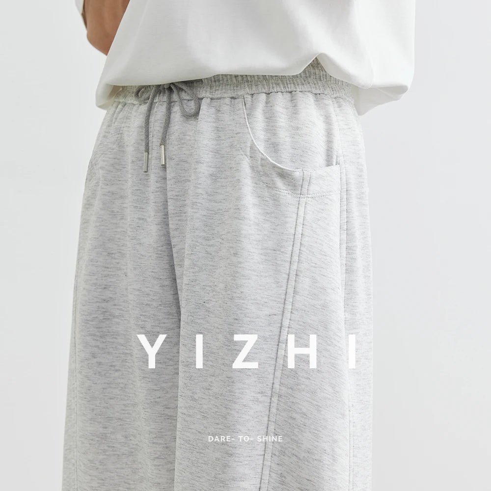 Men's American Fashion Casual Pants 2025 Summer New Style Solid Color Loose Drag Sweatpants Sports Straight Trousers Men's Wear