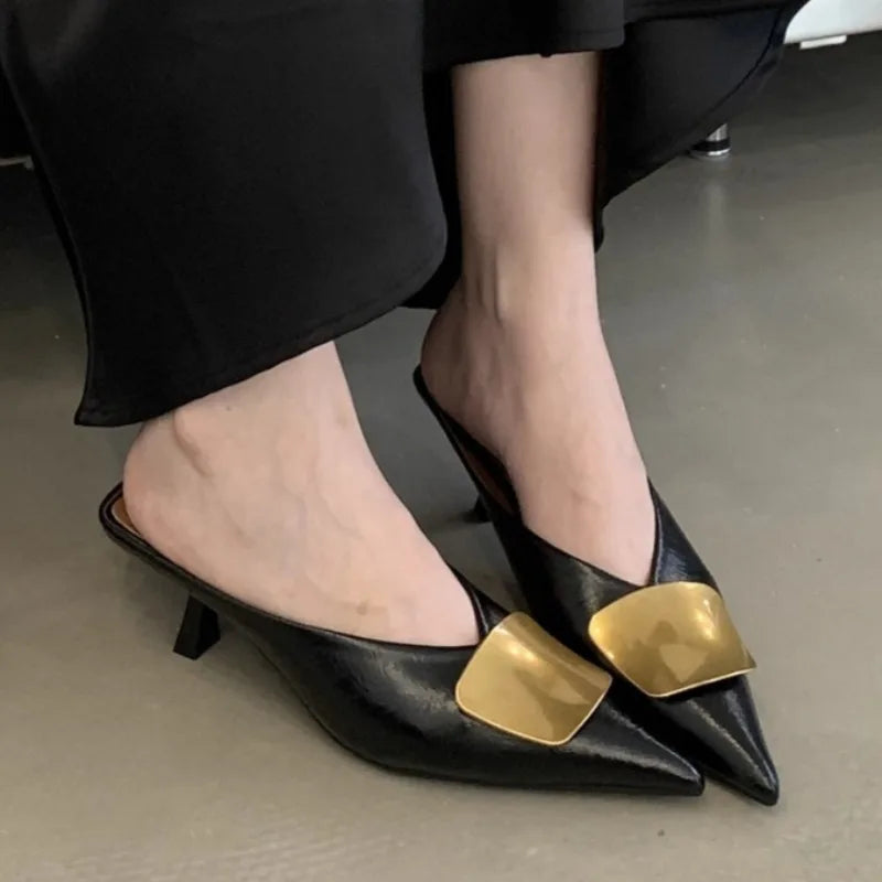 Women's Sandals 2025 Summer New Luxury Fashion Casual Mules Closed Toe Comfortable Open Heel Wear-resistant Zapatos De Mujer