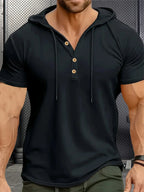 Men's T Shirt Summer Slim Fitness Hooded Short-Sleeved Tees Male Lightweight Hoodie Fitness Breathable Sports Tops