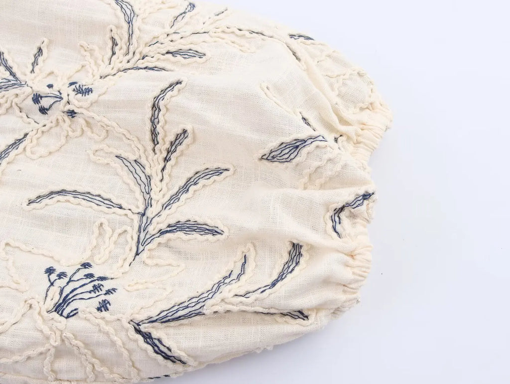 2025 WOMAN Women Fashion European and American Style Autumn New Embroidered Loose Shirt Chic V-neck Top Blouses Mujer