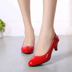 New Women's Shoes On Heels Elegant Medium High Heeled Ladies Pointed Toe Fashion Pumps For Woman Office Black White Red