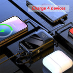 20000mAh Power Bank Suitable IPhone Huawei Xiaomi Portable Battery  Fast Charging Built-In with 4-Wire Digital Display External