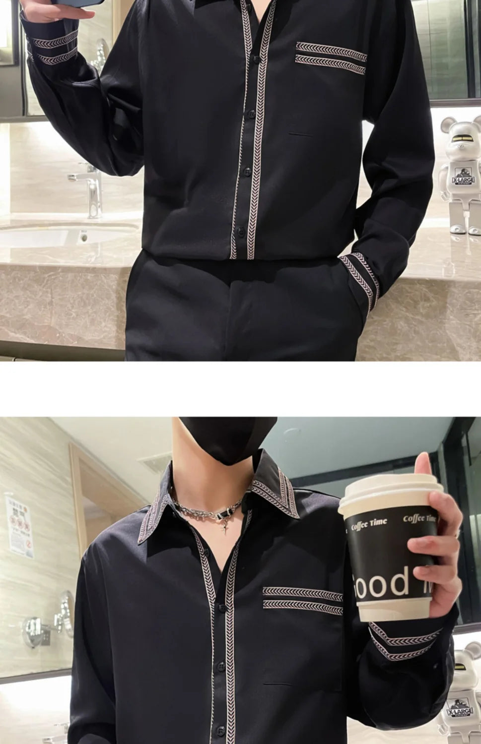 Men Long Sleeve Shirt Casual Fashion Stylish Versatile Top