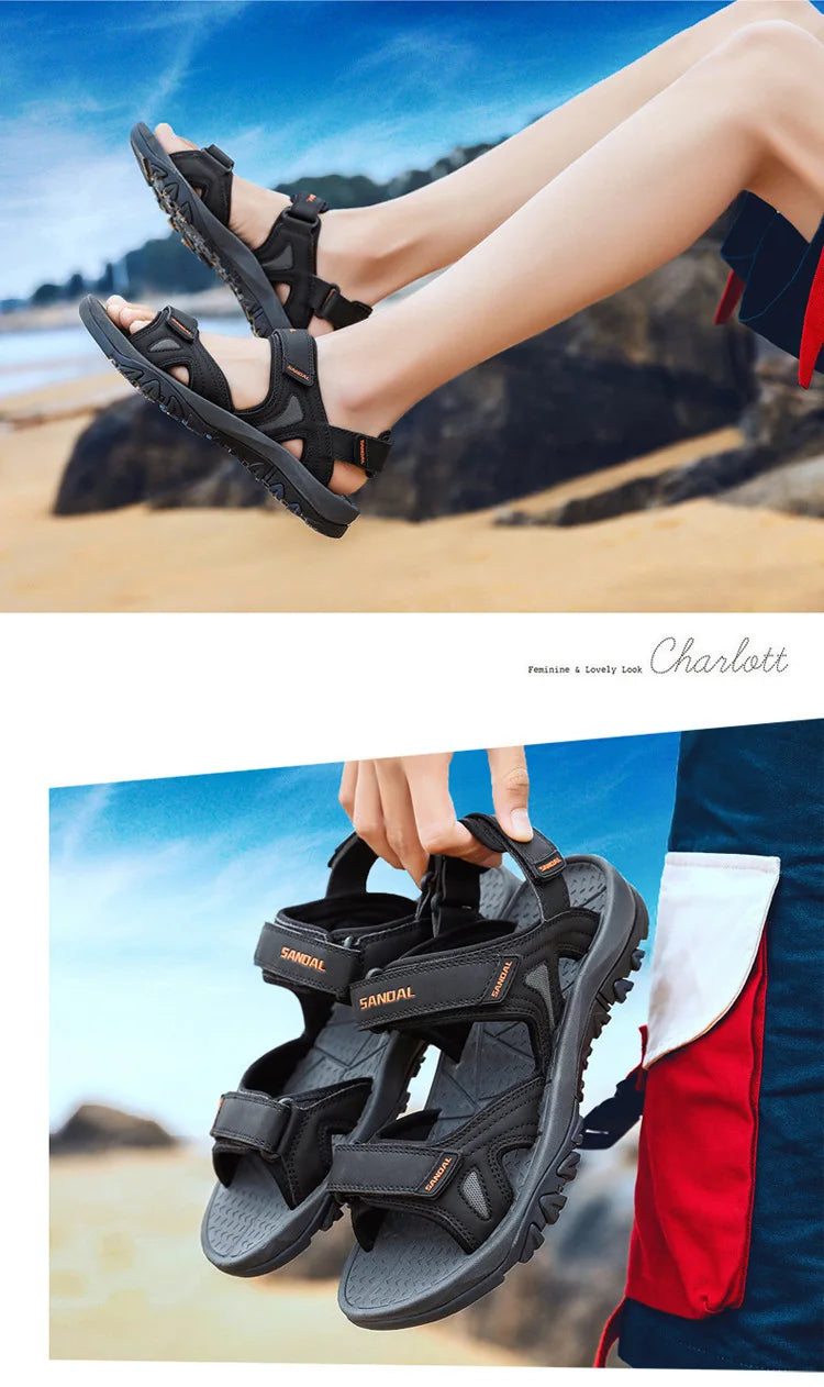 Men's Sandals 2022 Beach and Sea Casual Shoes Sandal for Men Summer Male New Slippers Wears Genuine Leather Man Flip Flops