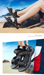 Men's Sandals 2022 Beach and Sea Casual Shoes Sandal for Men Summer Male New Slippers Wears Genuine Leather Man Flip Flops