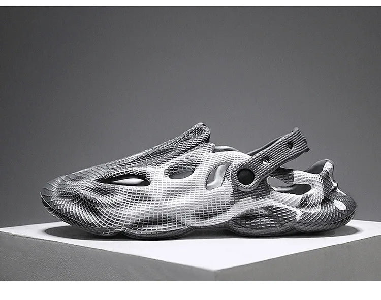 Men's Slippers New 2025 Platform Sandals for Men Anti-slip Mens Shoes Man Wearing Outside Summer Hollow Breathable Flat Pvc