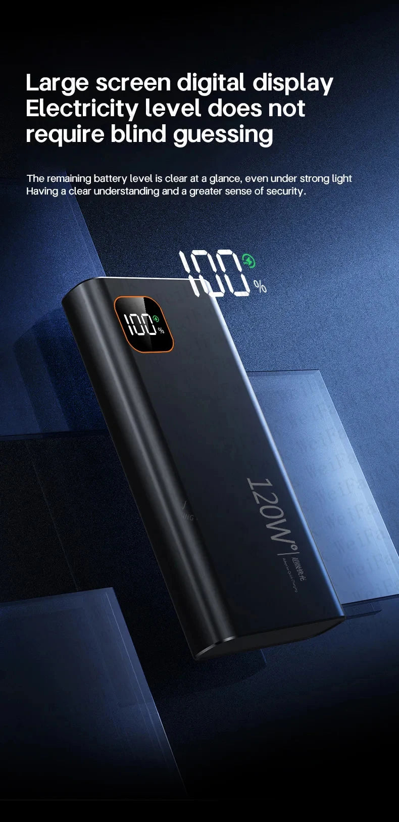 Original 120W Powerbank 50000mAh Mobile External Spare Battery Portable Charger Super Fast Charging For iPhone Xiaomi Power Bank