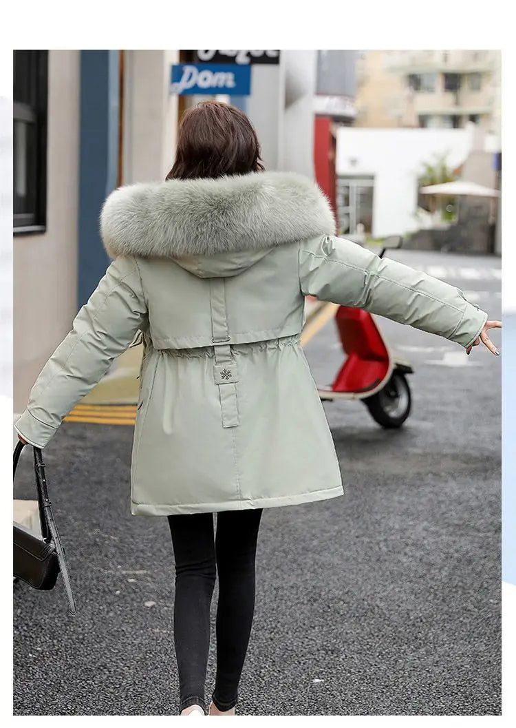 Winter Coat 2025 New Women's Thick Cotton Jacket Women's Medium long Korean version Fur collar Coat Female Warm Parka Overcoat