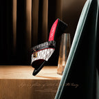 Women's Slippers 2025 Luxury Brand New Retro Design Mid Heel Red Black Slippers Casual Shoes