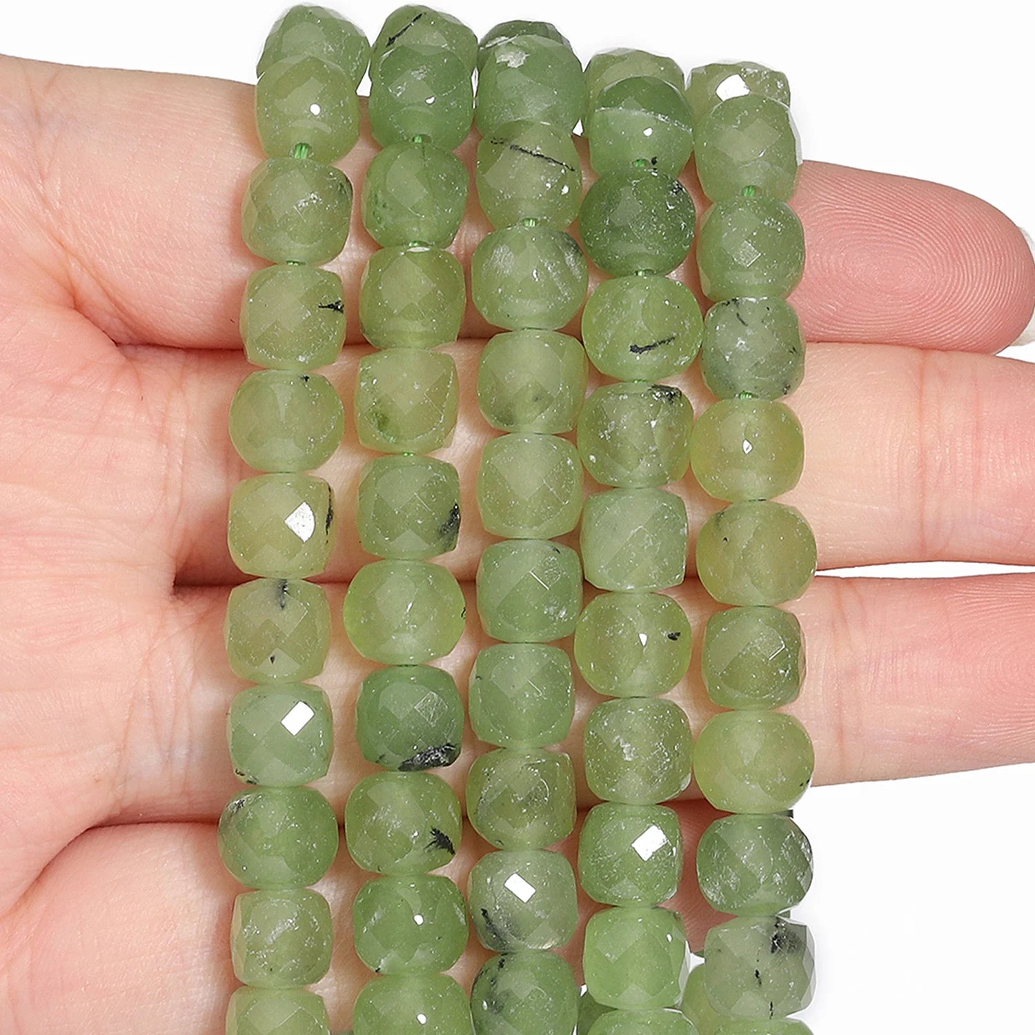 7-8mm Faceted Cube Beads Tourmaline Picture Jasper Agate Turquoise Amethyst Stone Beads for Jewelry Making Diy Accessories