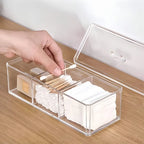 1pc Cosmetics Storage Box, Minimalist Clear 3 Grids Cosmetics Container For Home, For  Bathroom Collection, Bedroom Collection,
