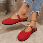 Women Slippers Flats Round Toe Mules Sandals Woman Casual Shoes 2025 Trend Summer Dress Slippers Suede Comfort Slides Women