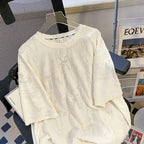 Embroidered Holes Short Sleeve T-Shirt Women Summer New Top