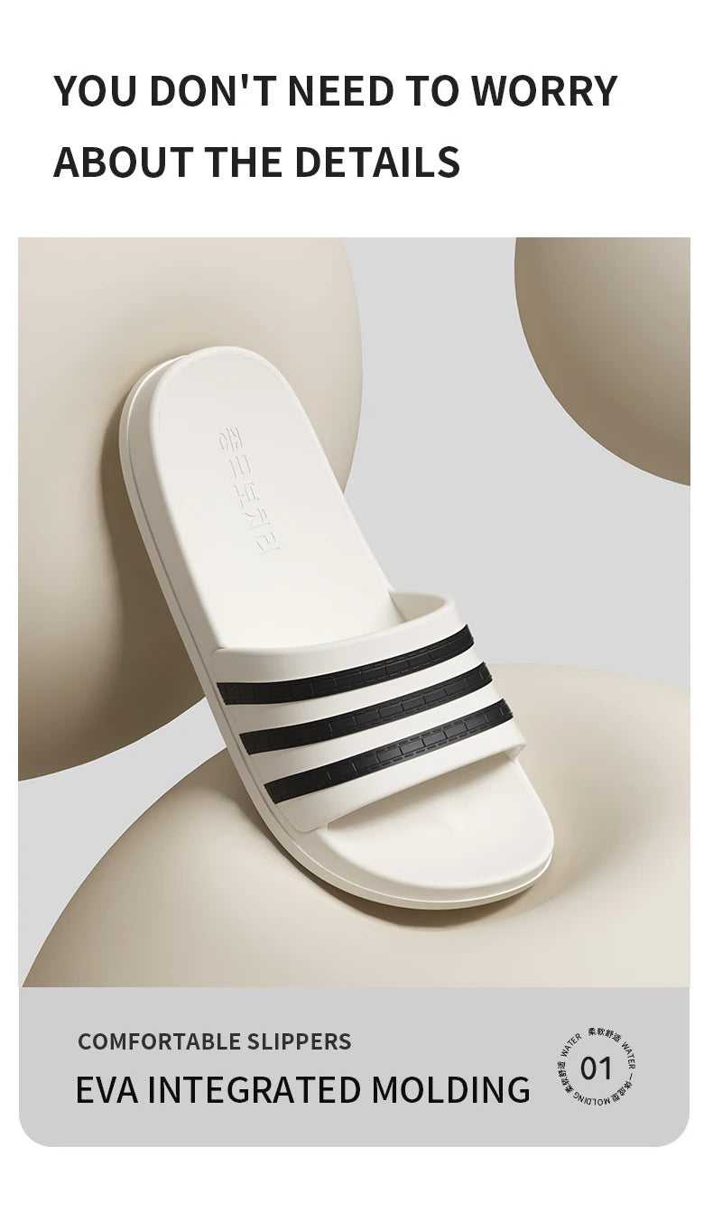 Cold slippers for women in summer, fashionable outerwear for couples, thick soled, non slip, one line mop, bathroom slippers