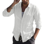 Men's Shirt Long-sleeved White Button Casual Top Simple Youth Black Blouses for Male