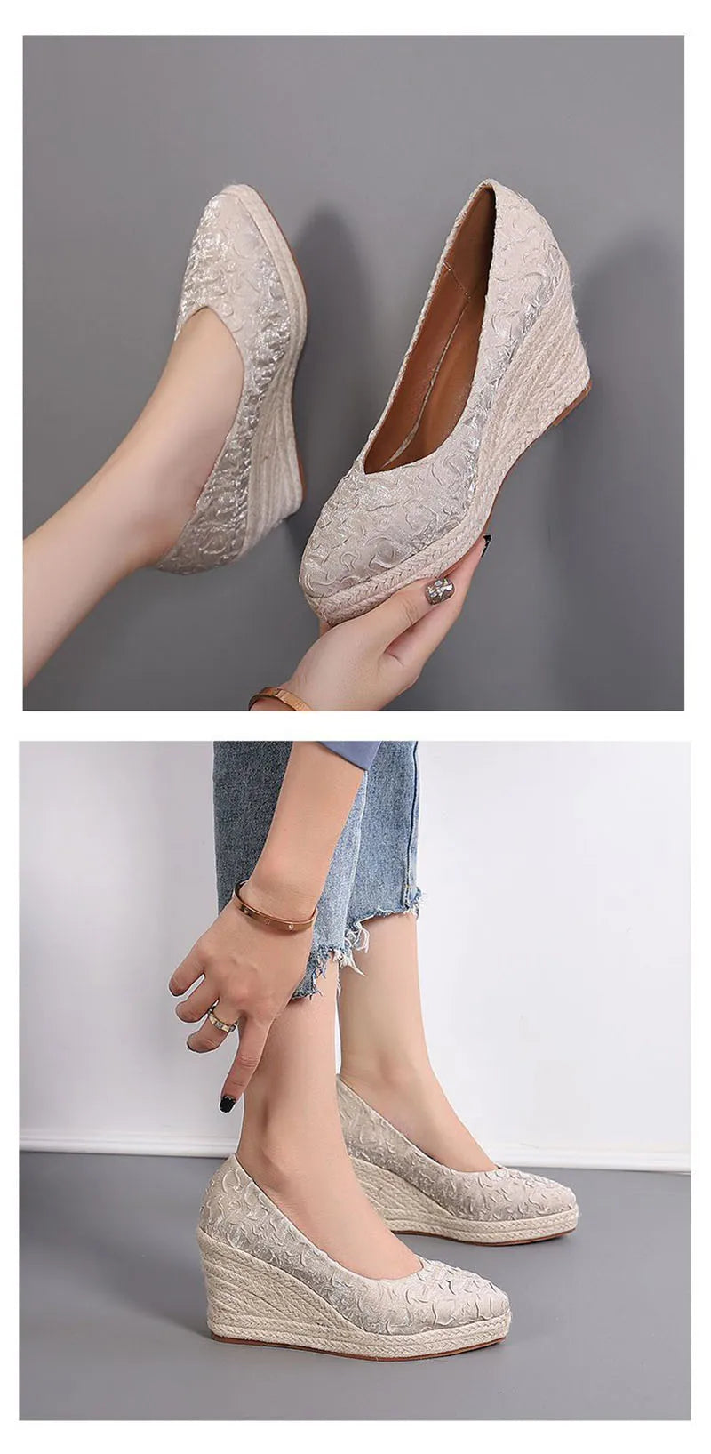 High Heels Women Wedges Shoes Elegant Ladies Party Shoes Brand Ladies Retro Woman Wedge Heel 8cm Black Purple Big Size 42 YX3800