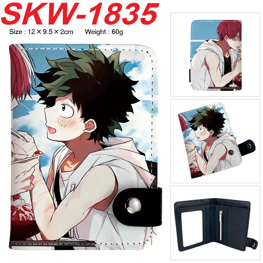 new My Hero Academia Cartoon Anime Short Wallet Vertical style with buttons can hold coins