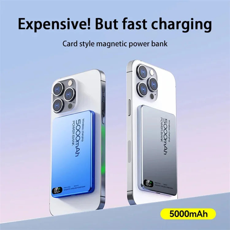 Magnetic Wireless Power Bank Qi2 Alloy Backup Battery PD20W Fast Charging For MagSafe External Battery Portable Charger