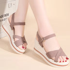 Women's Sandals Mix Color Wedges Heels Sandals Summer 2025 Shoes Woman Heeled Sandals Platform Summer Shoes Women Block Footwear