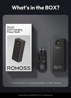 Romoss Power Banks 27000mAh 65W Fast Charge Laptop Portable Charger Powerbank External Battery For iPhone 16 Xiaomi Huawei