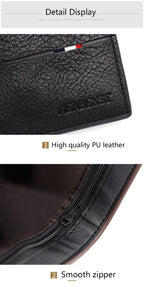 Slim Men Wallets New Short Zipper Card Holder Photo Holder Male Purse Simple Coin Pocket High Quality PU Leather Men's Wallet
