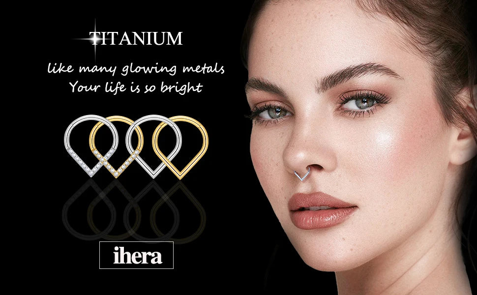 G23 Titanium F136 Water Drop Nose Septum Clicker Ring 16G CZ Hinged Segment Earring Ear Cartilage Daith Helix Piercing Jewelry