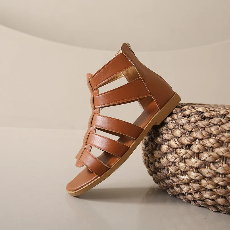 Women's Sandals Summer Elegant Casual Low Heels Flats Gladiator White Fish Toe with Best Selling Woman Shoes