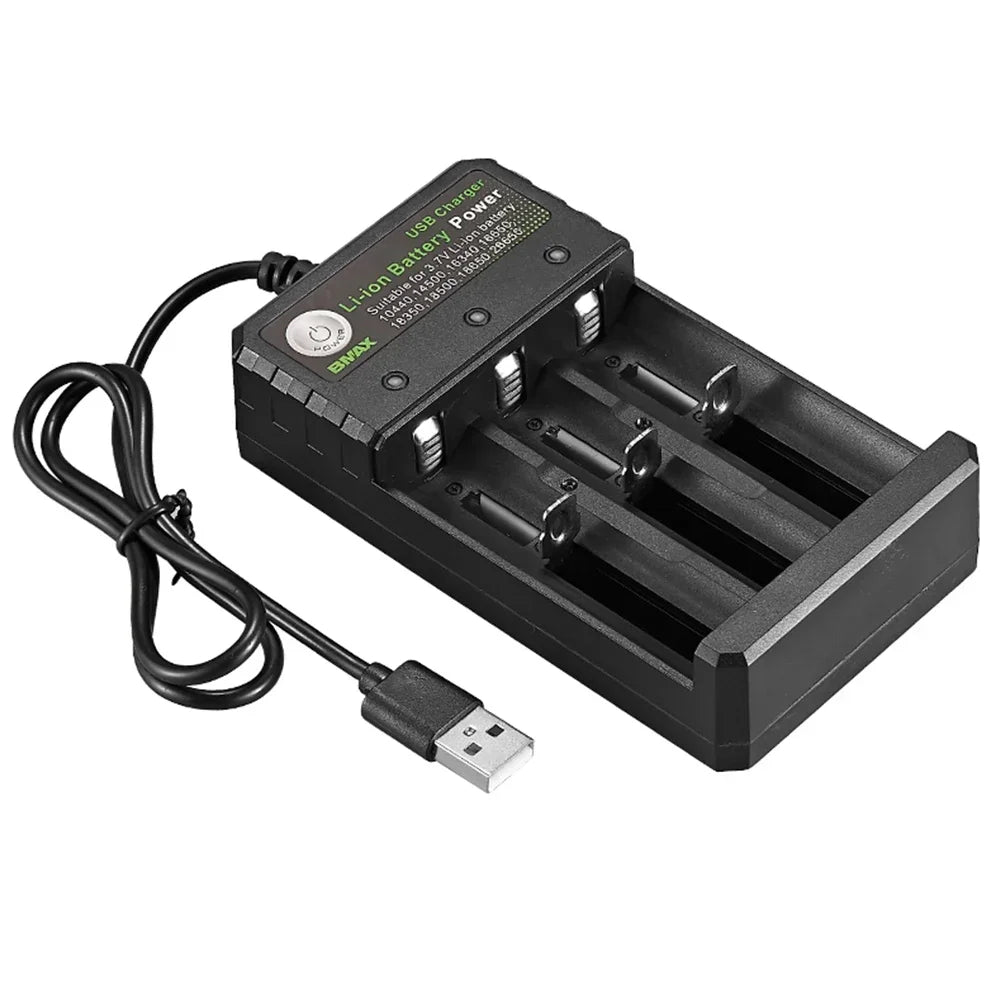 Smart 18650 Charger 3 Slots 4.2V Li-ion Battery USB Independent Charging 18650 18500 14500 16650 26650 Lithium Battery Charger