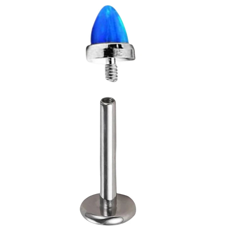 ASTM F136 Titanium PIERC Sphere Lip Stud Opal Paved Top Labret Ear Cartilage Tragus Helix Piercing Ear Studs Snugs Body Jewelry