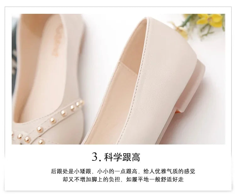 Woman Flats Shoes Rivet Spring Summer New Female Metal Pointed Toe Casaul Shoes Comfortable Flats Loafers Shoes