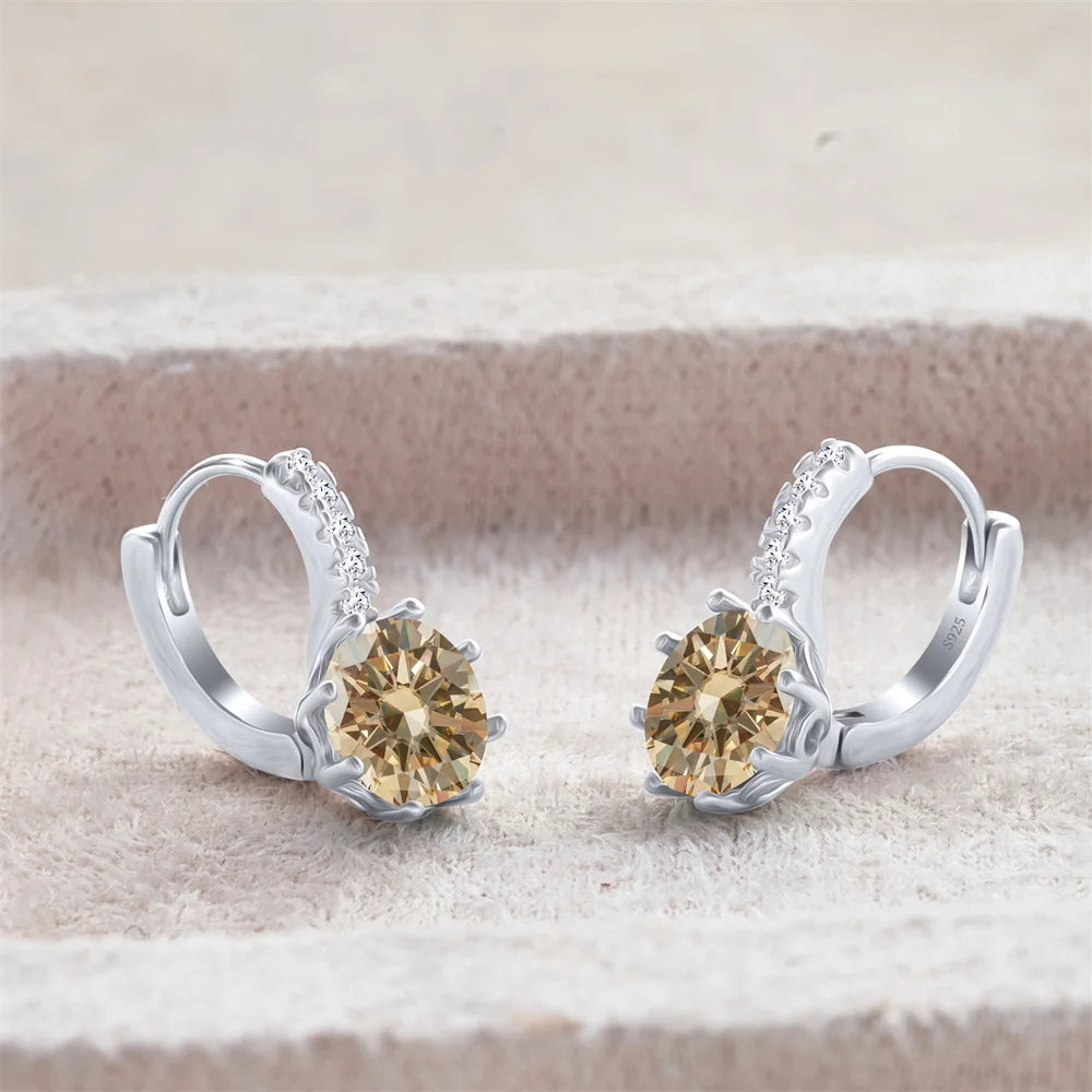 2 Carat Moissanite Drop Earrings Silver Stud Classic Solitaire Jewelry Women's Fashion Diamond Ear fine Jewelry gift