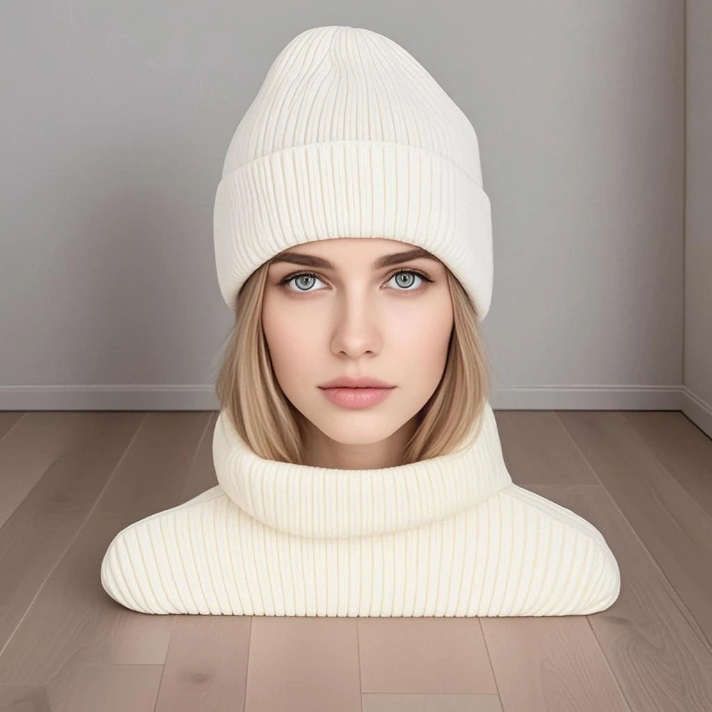 Winter Hat For Woman Double Fold Angora Hat Rabbit Fur Warm Cashmere Wool Soft Beanies Knitted Hat Women Outdoor Ski Female