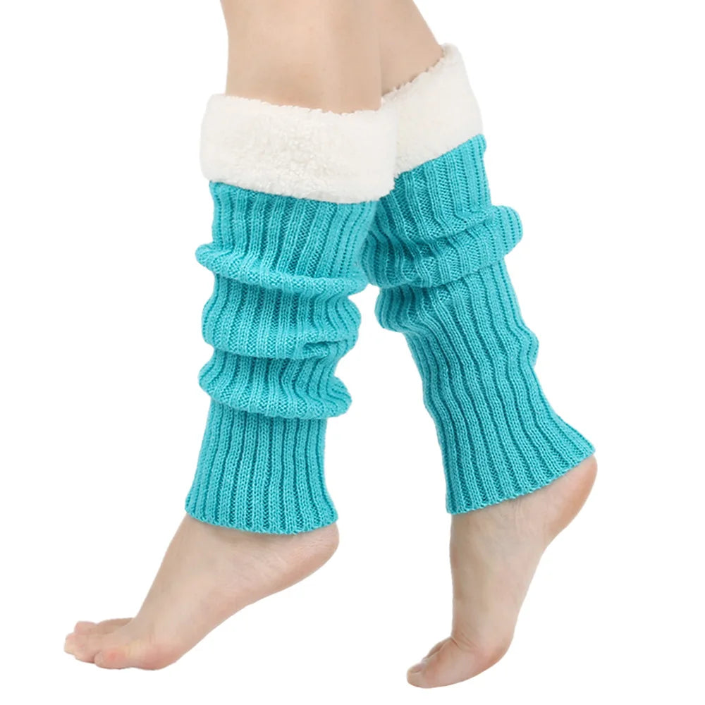 Winter Christmas Ladies Warm Ribbed Knit Leg Warmers Womens LegWarmers Polar Fleece Neon Colored Boot Cuffs for Festive Occasion