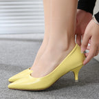 New Women's Shoes On Heels Elegant Medium High Heeled Ladies Pointed Toe 5cm Fashion Pumps For Woman Office Black Pink Red