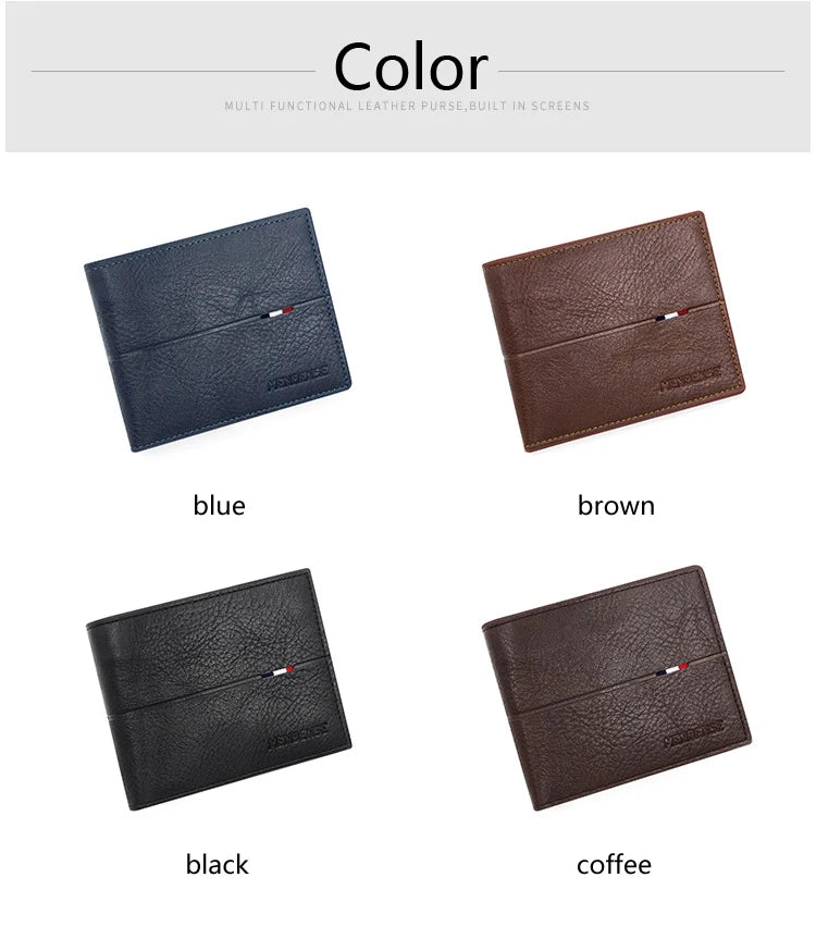 Slim Men Wallets New Short Zipper Card Holder Photo Holder Male Purse Simple Coin Pocket High Quality PU Leather Men's Wallet