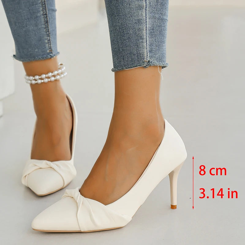 Women' Classics White High Heel Pumps Fashion Pointed Toe Banquet Dress Shoes Woman Plus Size Autumn Stiletto Heeled Pumps Mujer