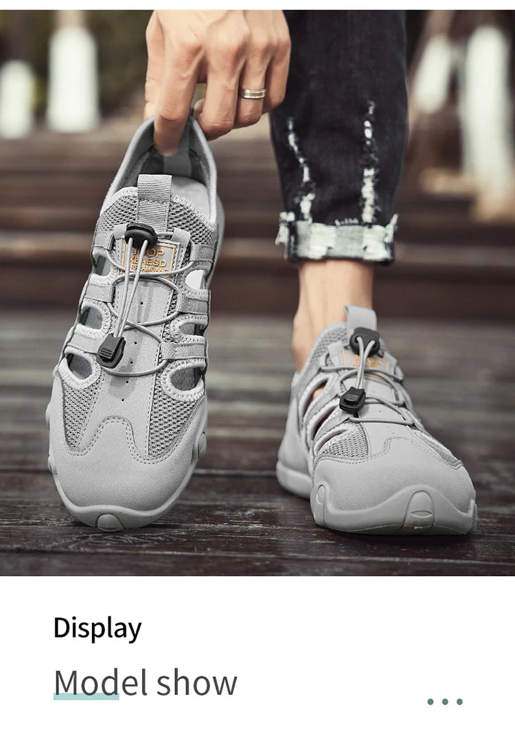 Men's Summer Sandals, Breathable and Comfortable, Cut Out Slip-On Driving Shoes, Walking Shoes, River Tracing Shoes, Wading Shoes, Beach Shoes, Suitable for Outdoor Use